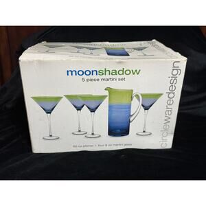 Circleware Moonshadow 5-Piece Martini Glass + Pitcher Set